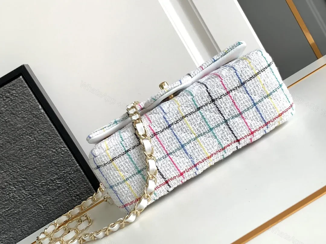 View 4 of CHANEL MEDIUM 25 CLASSIC BAG IN LIGHT PINK MIX BLACK WOOL TWEED