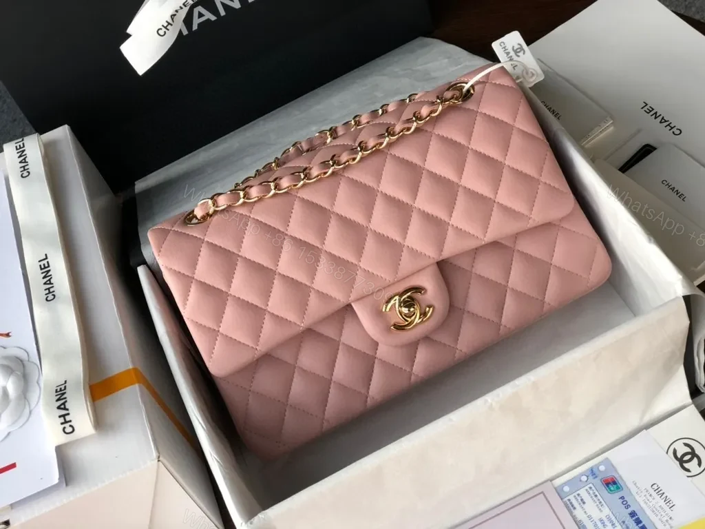 View 9 of Soft Pink Quilted Chanel-Inspired Flap Bag
