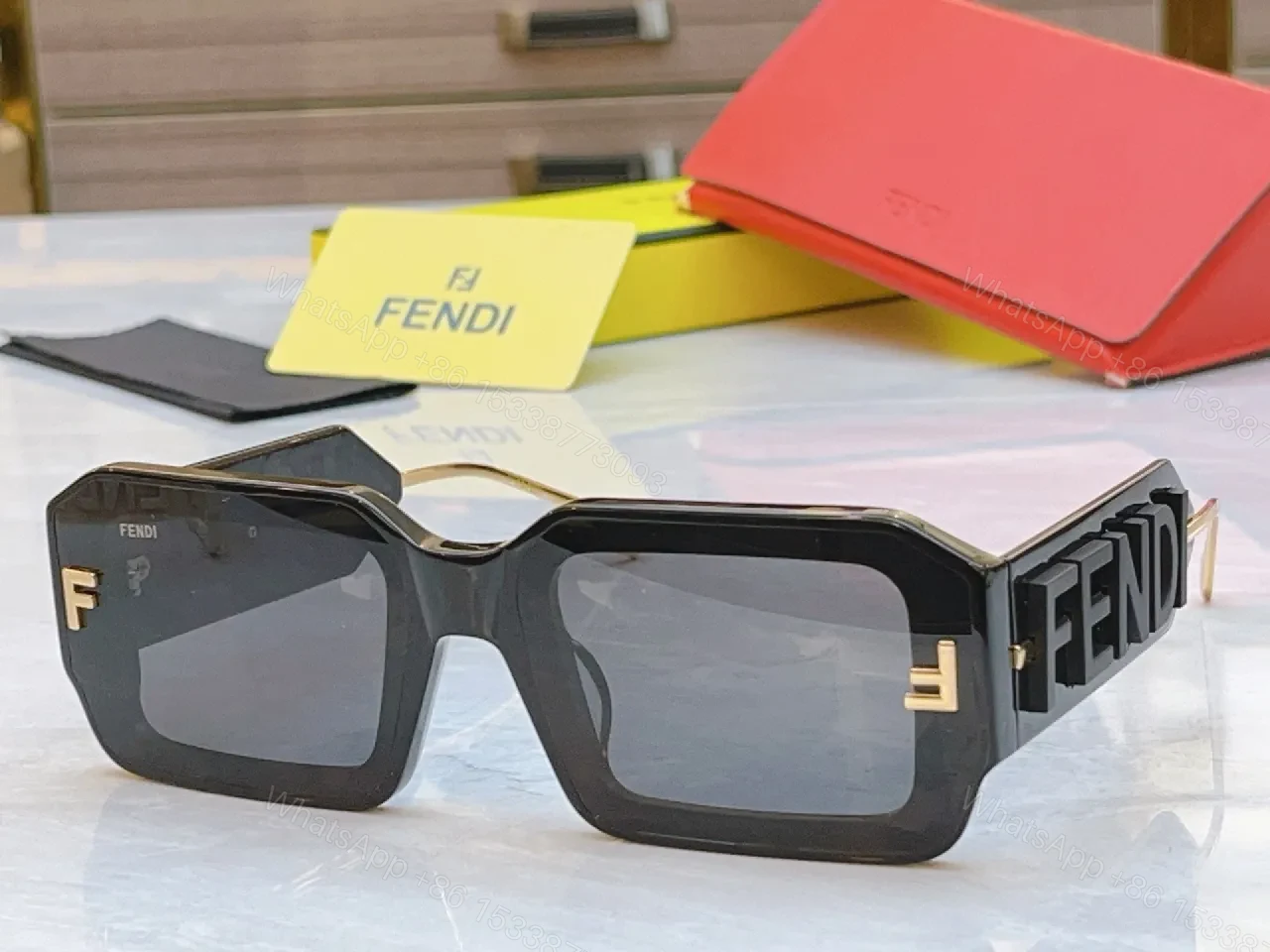View 2 of Oversized Geometry Sunglasses: Luxe Frame, Subtle Logo, Gradient Lenses