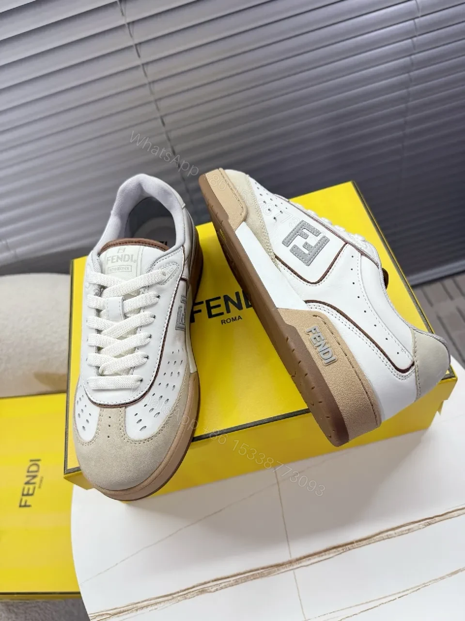 View 7 of Casual Luxury White-Beige Leather High-Top Sneaker, Comfort