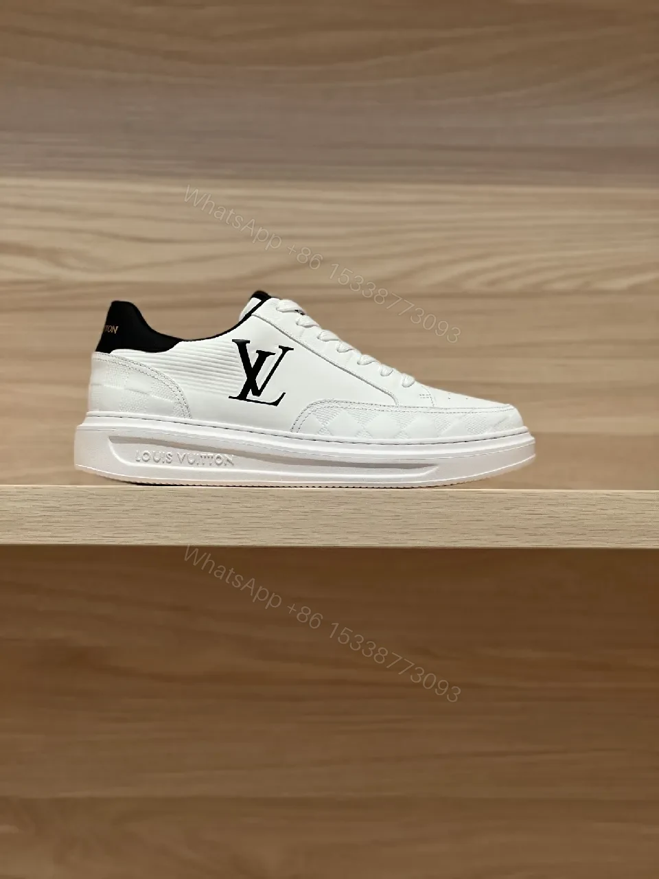 View 3 of White Leather High-Top Sneakers: Subtle Luxury Detailing