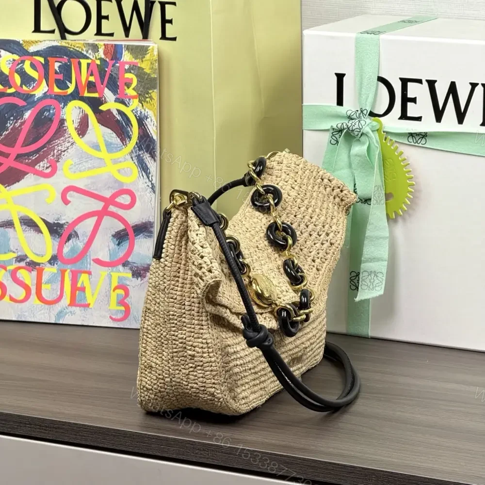 View 3 of 高仿Loewe*Ola系列2123酒椰纖維單肩包中號自然色免檢版