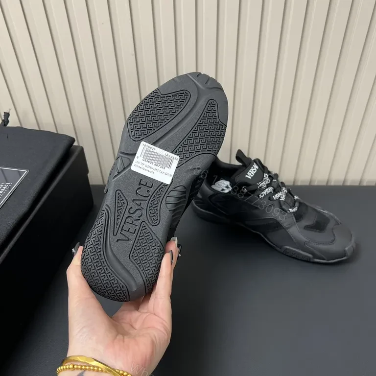 View 4 of Black Versace-Inspired Luxe Sneaker: Subtle Branding, All-Day Comfort
