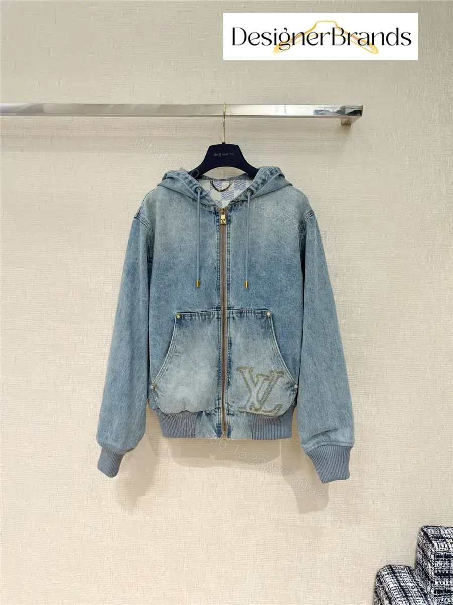 Denim Hoodie Jacket: Signature Detailing, Luxe Streetwear — view 1