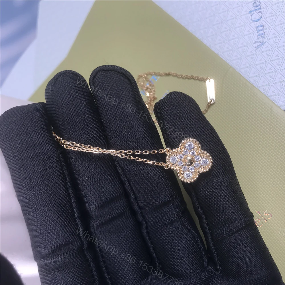 View 3 of VCA Vintage Alhambra Pendant Necklace Yellow Gold Diamonds