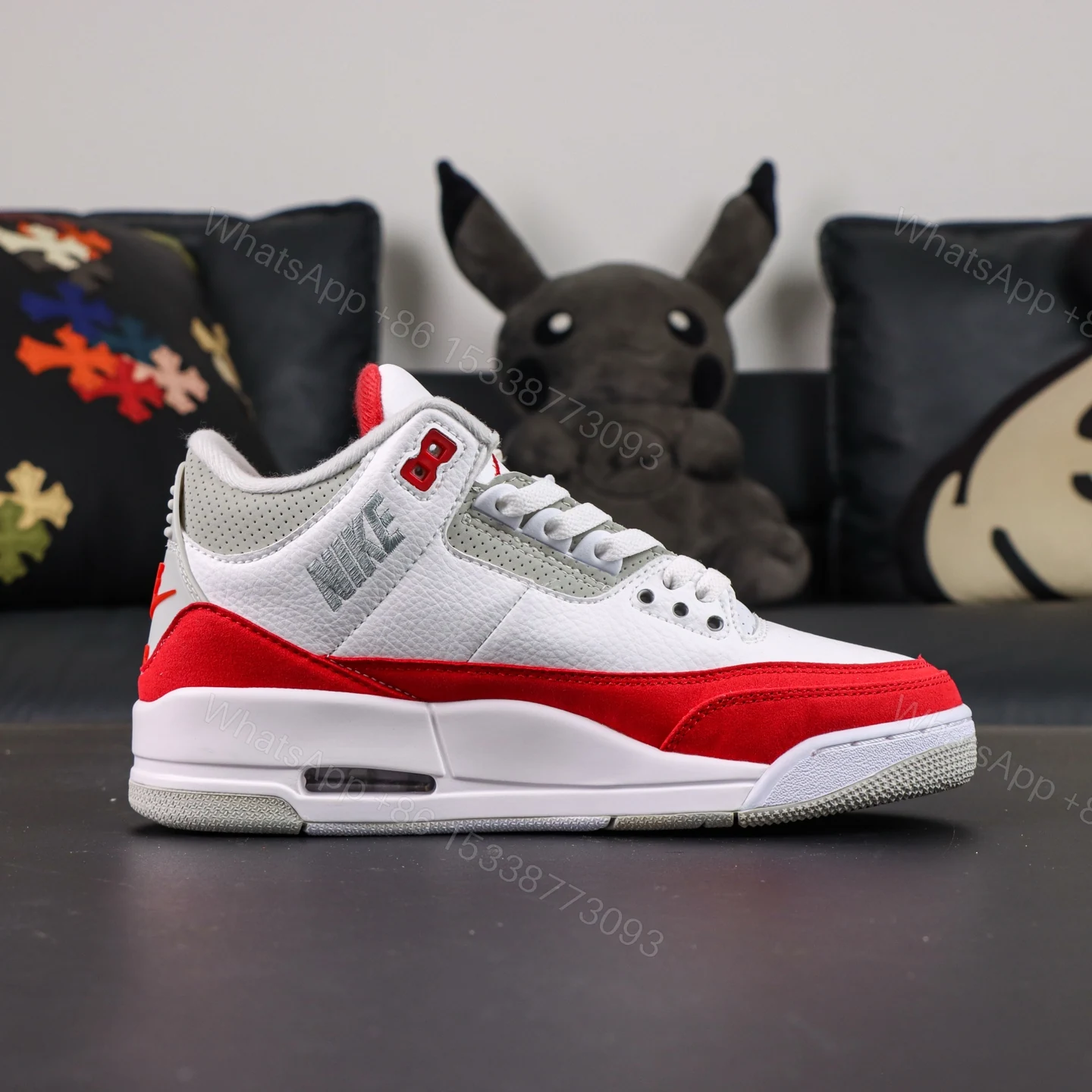 View 2 of Jordan 3 Retro Tinker White University Red