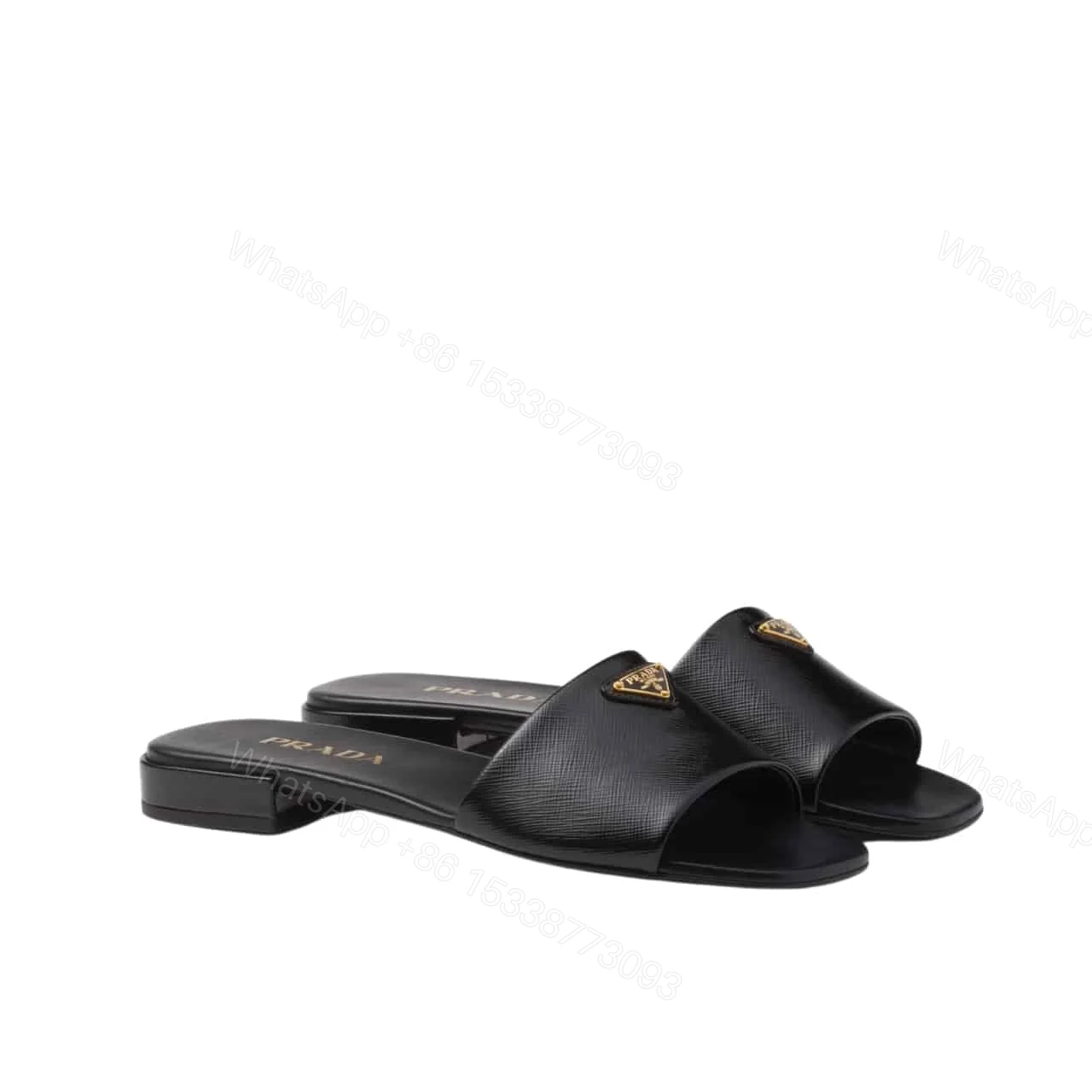PRADA SAFFIANO PATENT LEATHER SLIDES BLACK 1XX730 3A9S F0002 F 010 — view 1