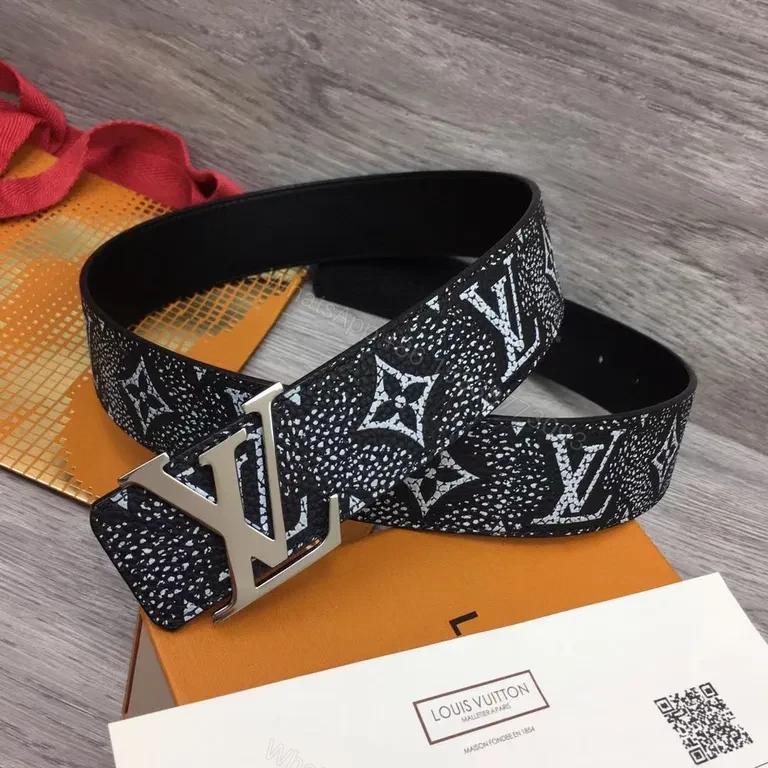 Black Textured LV-Inspired Belt: Subtle Luxury Belt — view 1