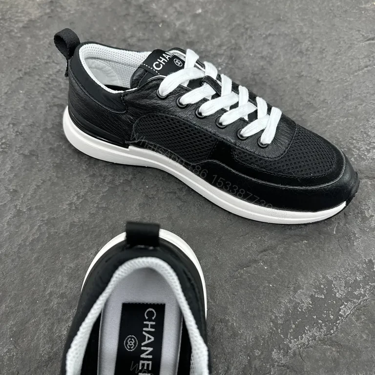View 2 of Chanel-Inspired Trainer: Luxe Black Leather, Everyday Comfort