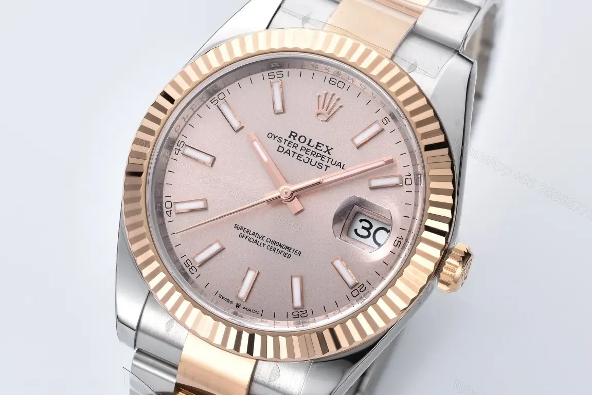View 2 of Rolex Datejust 41 Rolesor Everose Fluted Oyster Sundust Pink Dial 126331-0009