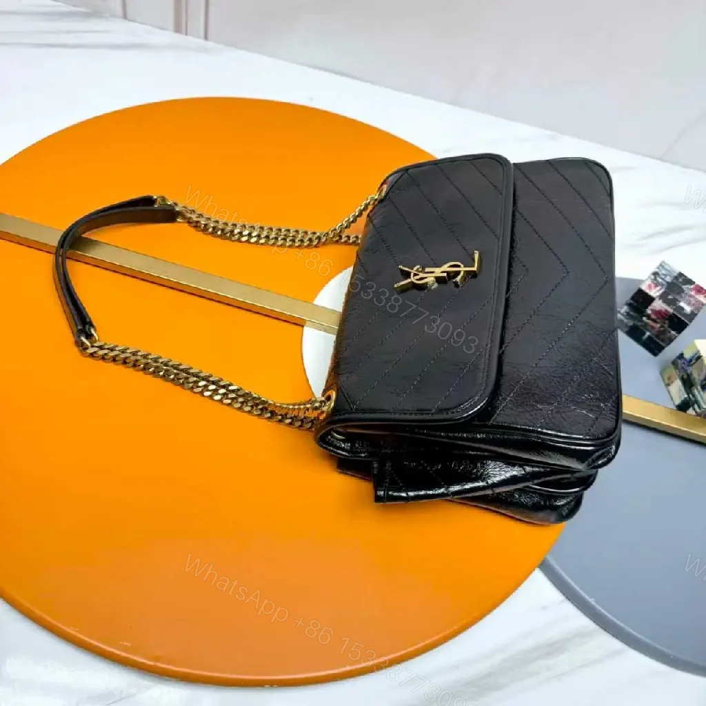 View 8 of Chic Black Quilted Leather Shoulder Bag with Gold Hardware