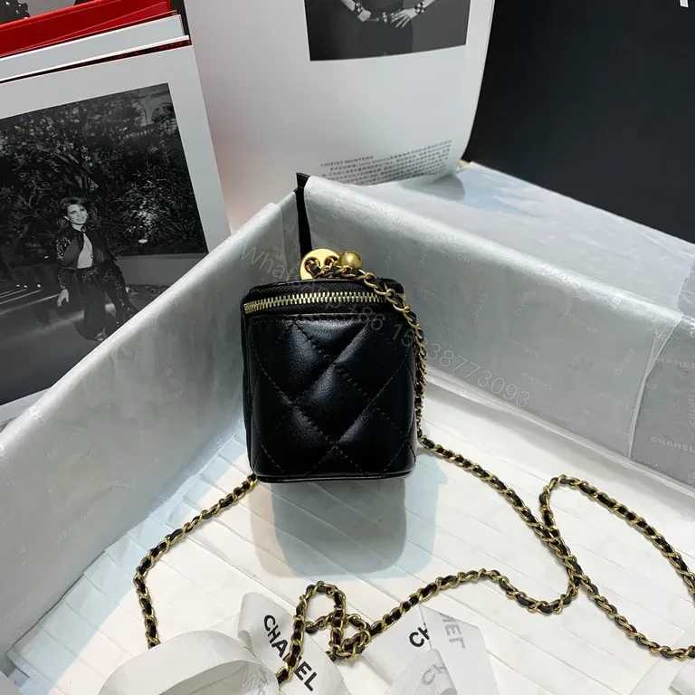 View 6 of Black Lambskin Quilted Crossbody â€” Luxe CC Chain Bag