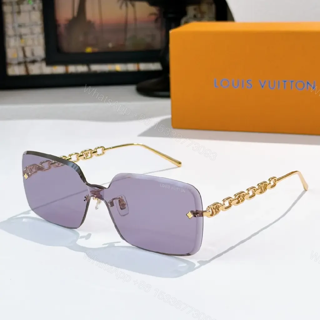 View 6 of Geometric Luxe Sunglasses with Chain Detail - Shield Lenses