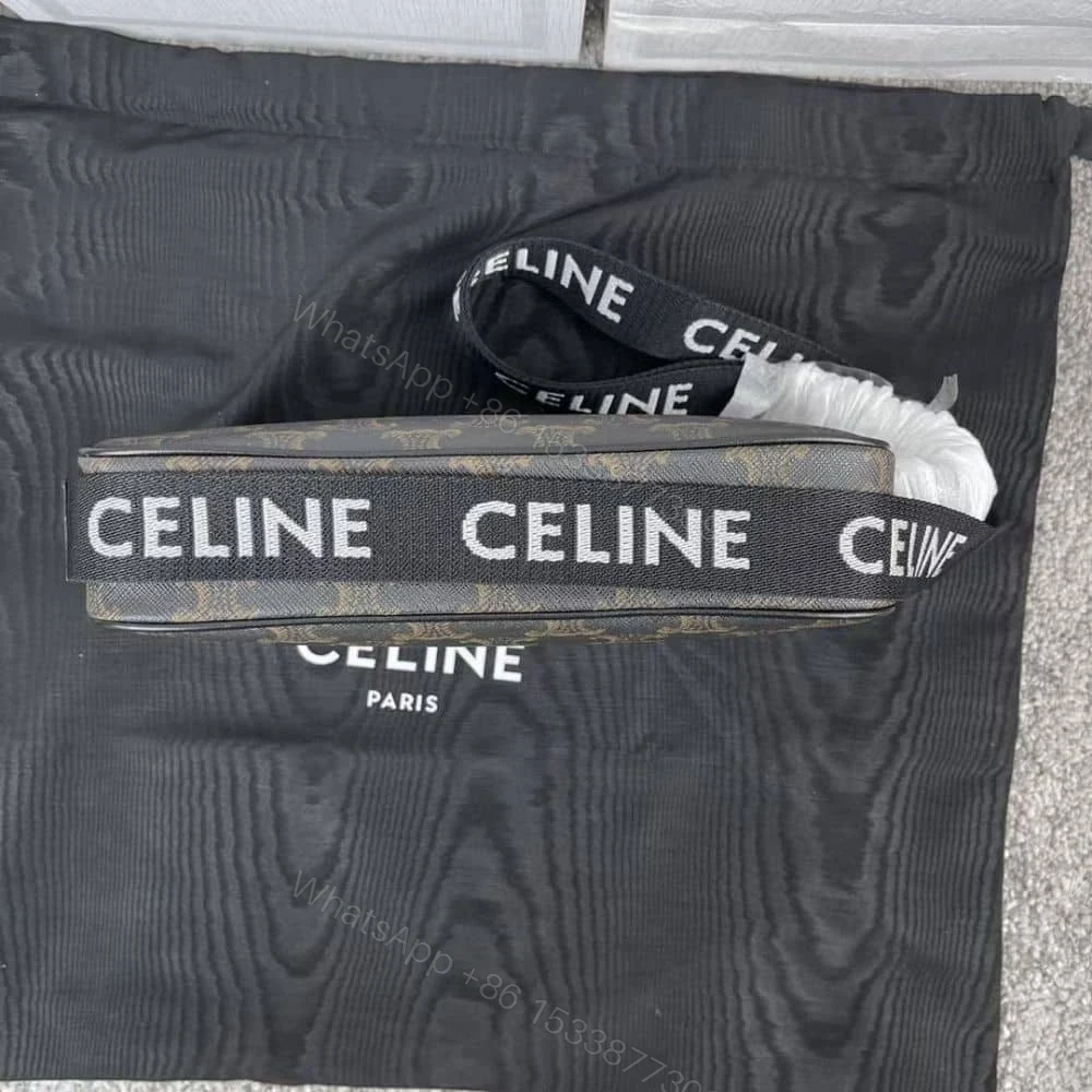 View 4 of CELINE MEDIUM MESSENGER BAG IN TRIOMPHE CANVAS BLACK 23CM 197202DND 38OS