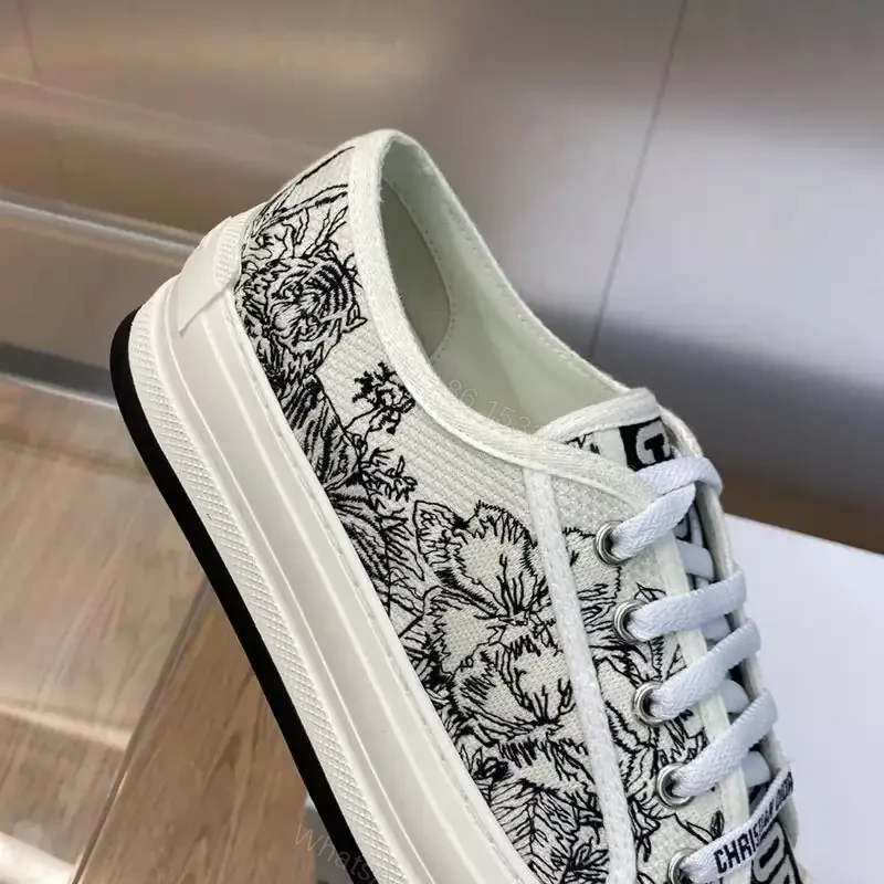 View 3 of WALK’N’DIOR PLATFORM SNEAKERS UNISEX TOILE DE JOUY VOYAGE EMBROIDERED WHITE – CD156