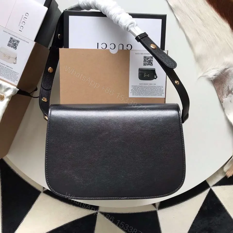 View 2 of Gucci 1955 Horsebit Like Auth Handbag Black Smooth Leather 25cm