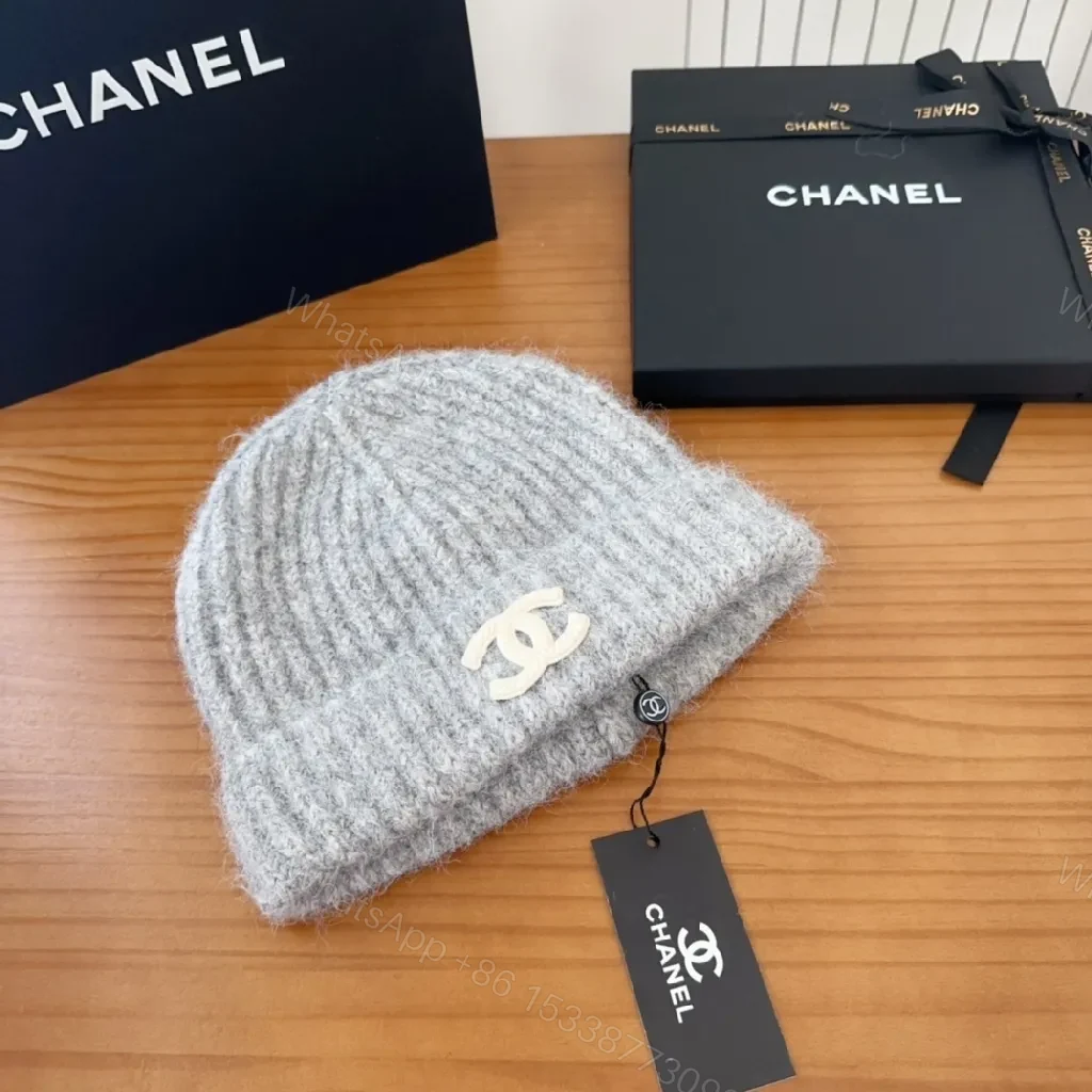 View 2 of Lux Wool Beanie, Ribbed Knit, Subtle Logo, Cozy Warmth, Beanie