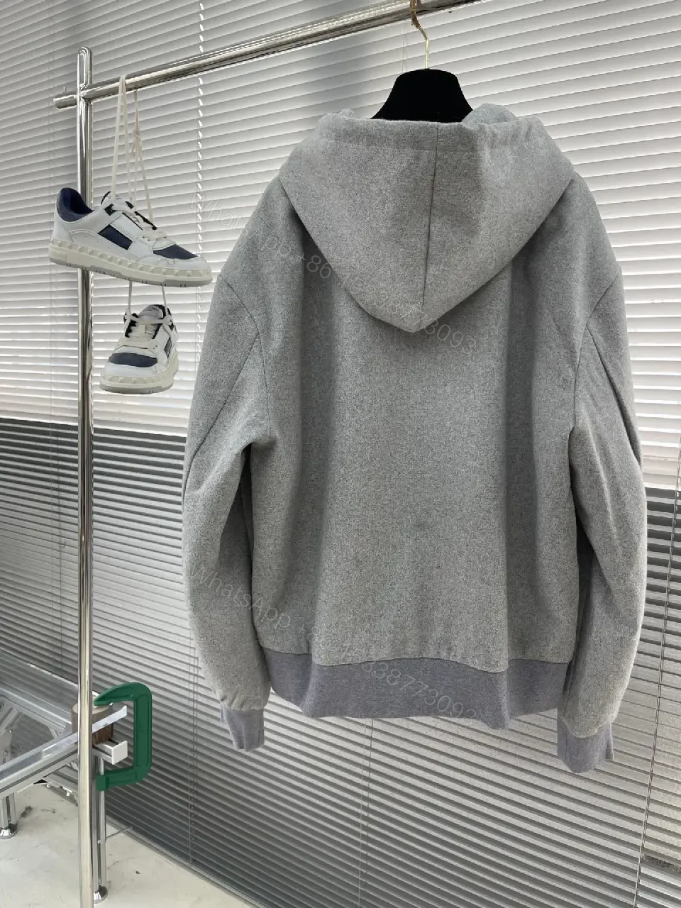View 2 of Soft Grey Zip Hoodie: Elevated, Hidden Pockets, Subtle LV