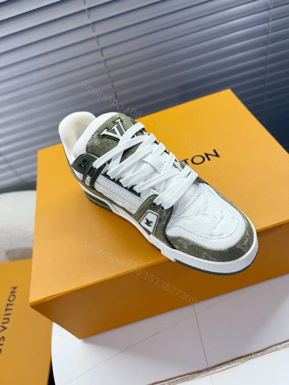 View 8 of Patterned Leather-Luxe High-Tops with LV Detailing