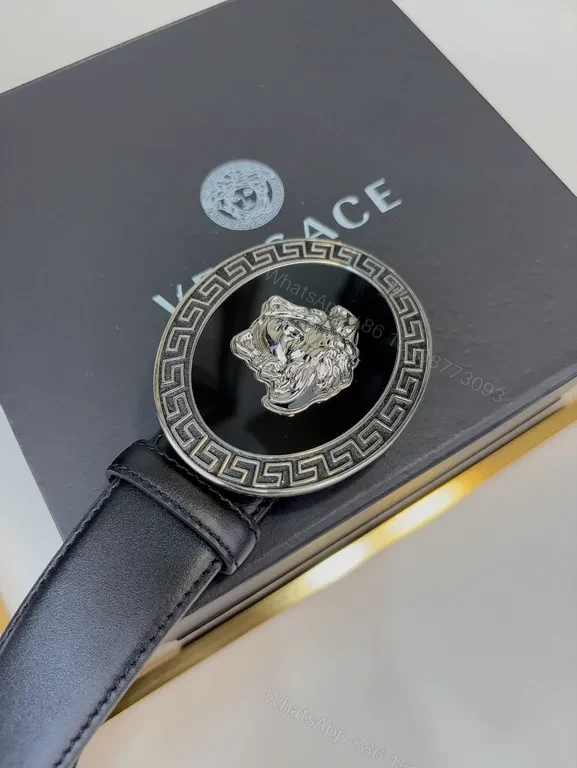 View 5 of Elegant Leather Belt with Versace Buckle - Modern Luxury Belt