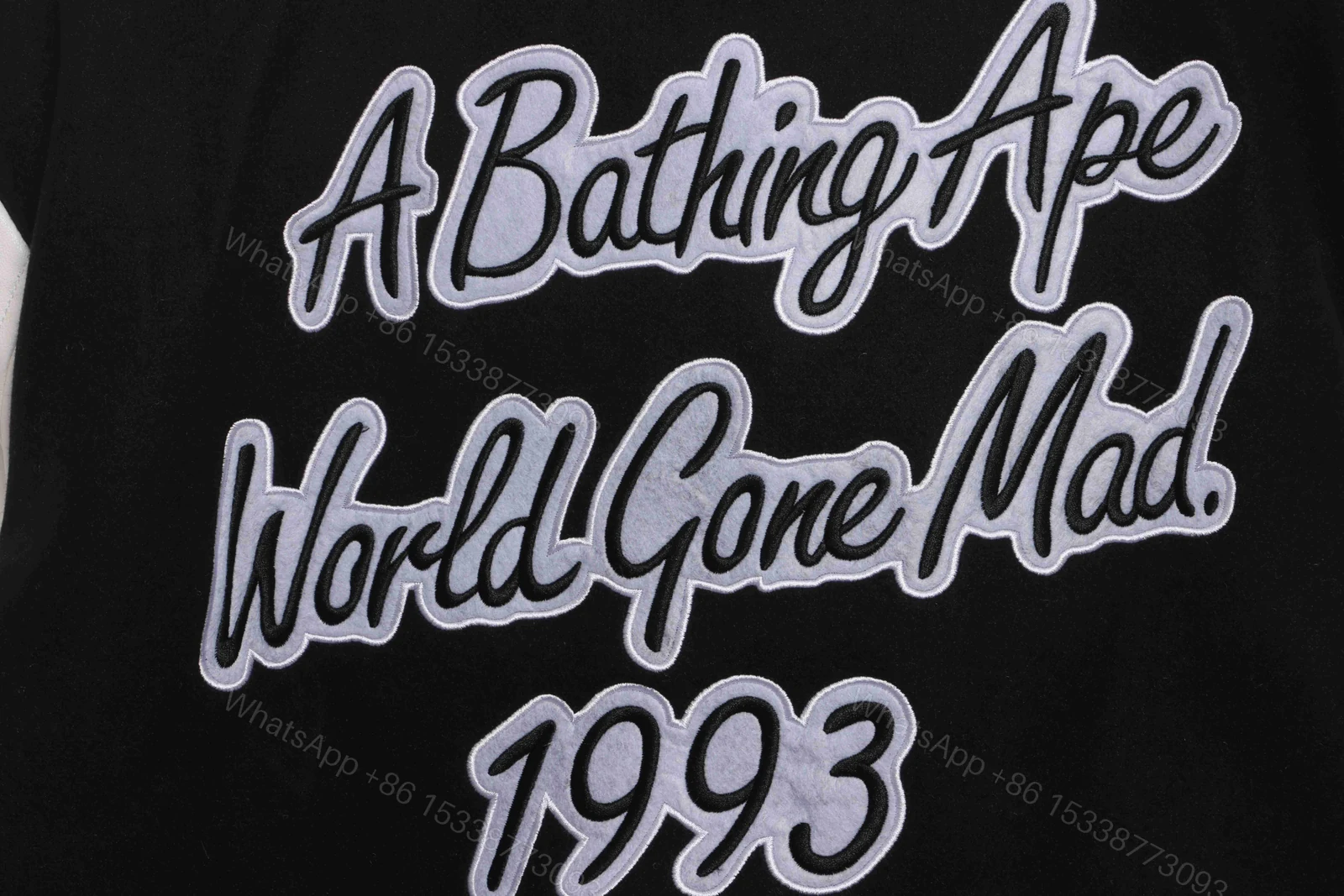 View 11 of Bape Embroidered Baseball Jacket Black