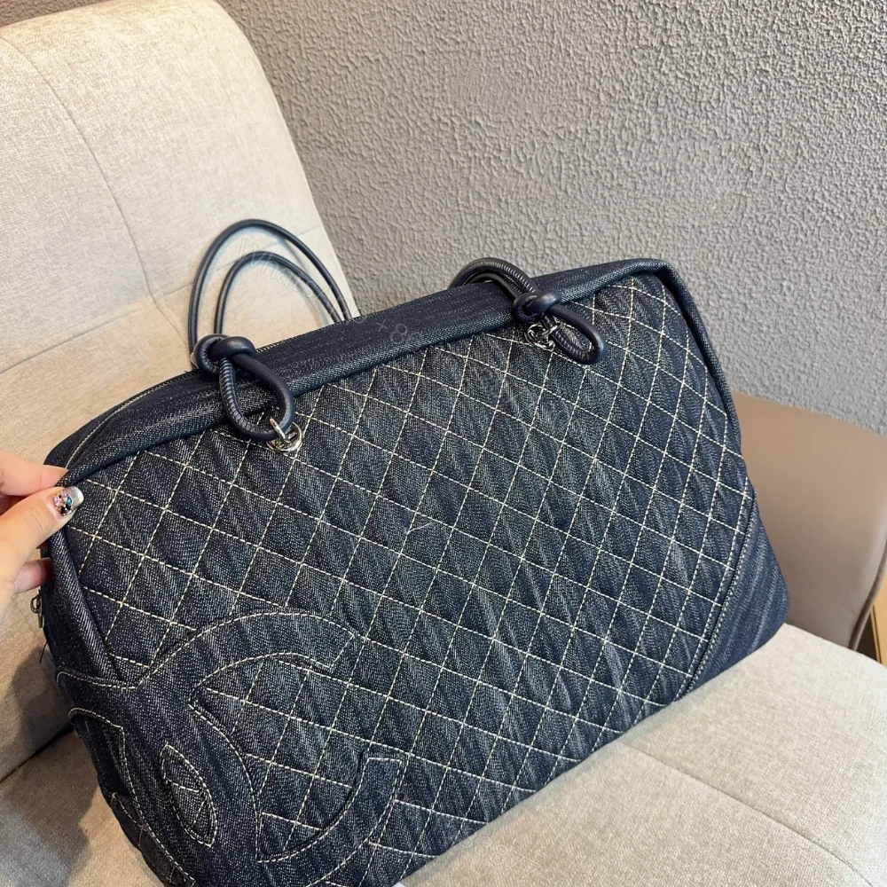 View 6 of Chanel Denim Duffle Bag Blue Denim 40Cm