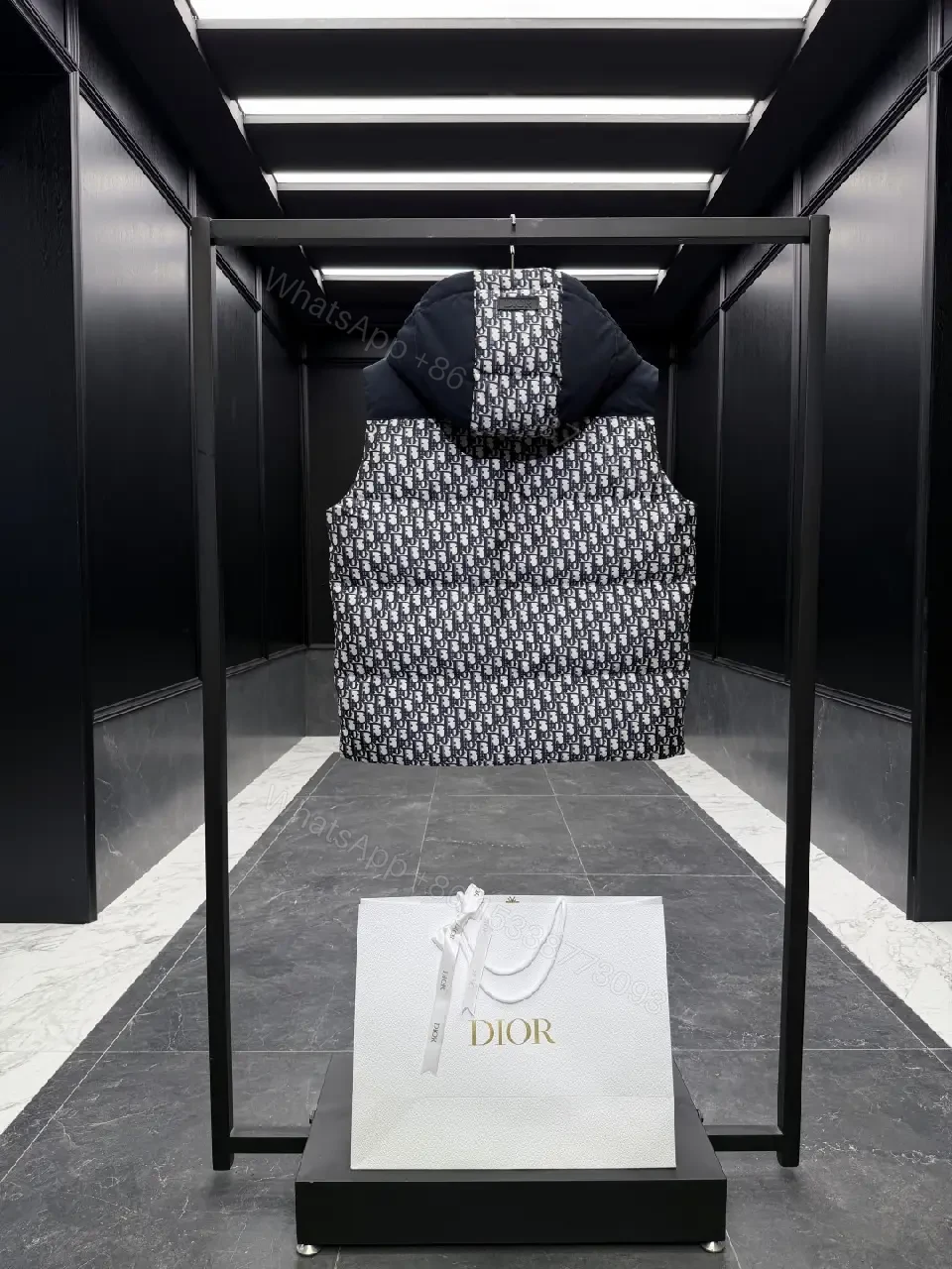 View 9 of Bold Monogram Puffer Jacket: Luxe Graphic Warmth, 2-Tone Panel