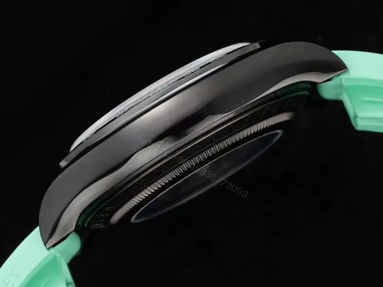 View 6 of Best Rolex Daytona Skeleton Green replica 40MM Mint Rubber Strap Carbon Edition ROLEX-DAYTONA-SKEL-GRN-RUB-40
