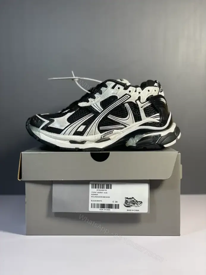 View 6 of BALENCIAGA RUNNER SNEAKER IN BLACK AND WHITE MESH AND NYLON – BB266