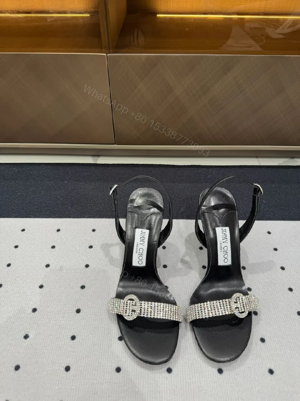 View 6 of Diamond-Strap Luxe Sandals: Black Leather, Evening Glamour