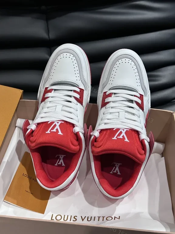 View 8 of Dynamic White-Red LV Detail High-Tops Sneakers