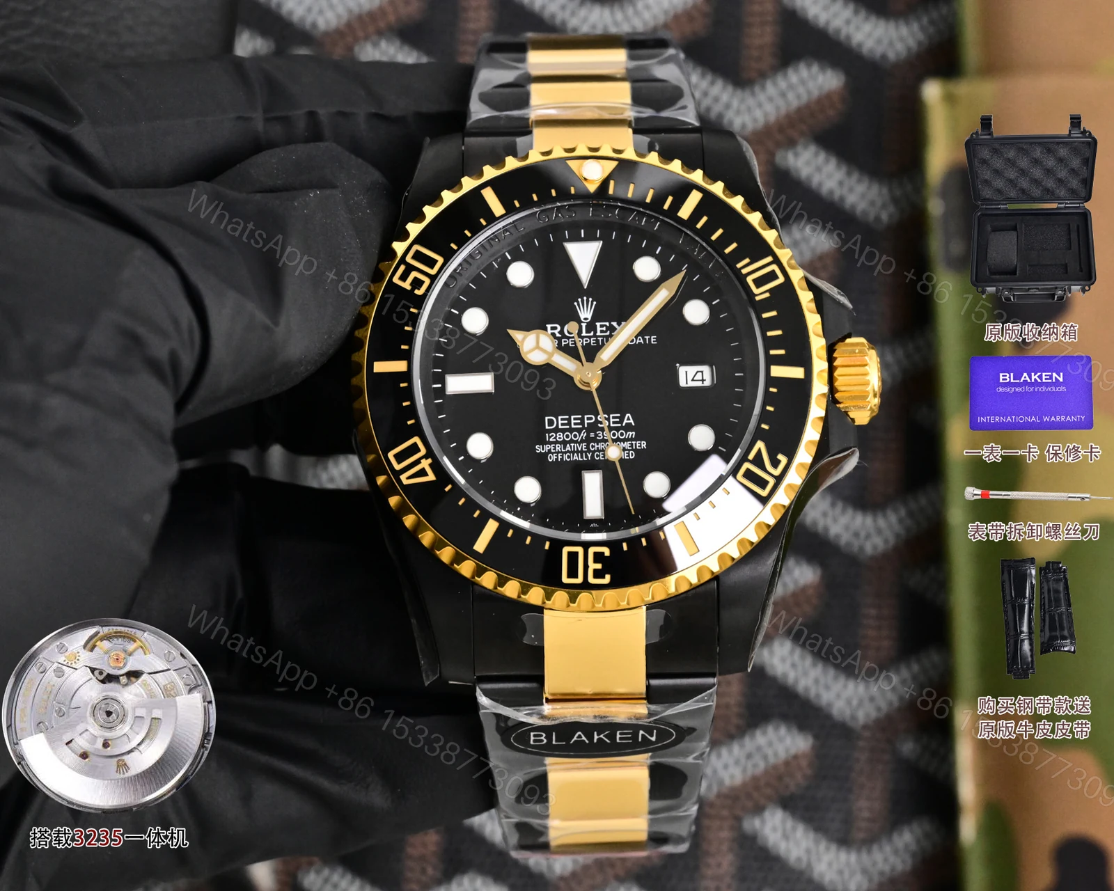 Rolex高仿Submariner黑金潜航者机械腕表 深海鬼王男士防水手表 — view 1