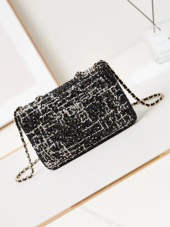 View 3 of Chanel-Inspired Black Tweed Mini Shoulder Bag: Luxe, Compact
