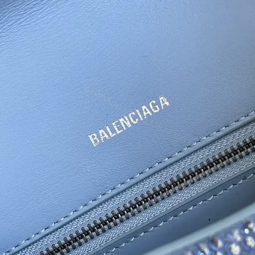 View 14 of 高仿Balenciaga*Hourglass系列沙漏包滿鑽藍色S