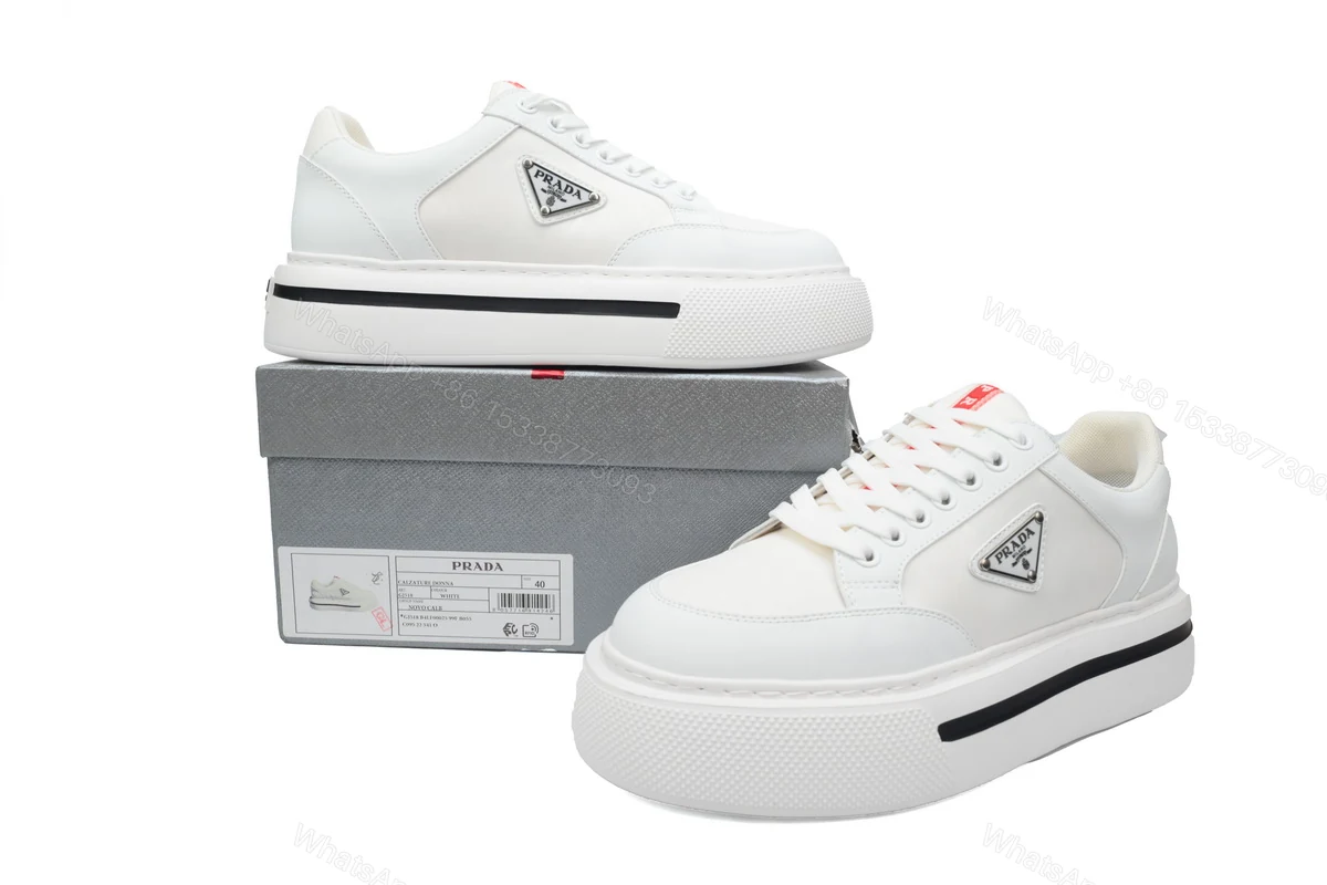 View 2 of Prada Platform Sneakers White Plaid