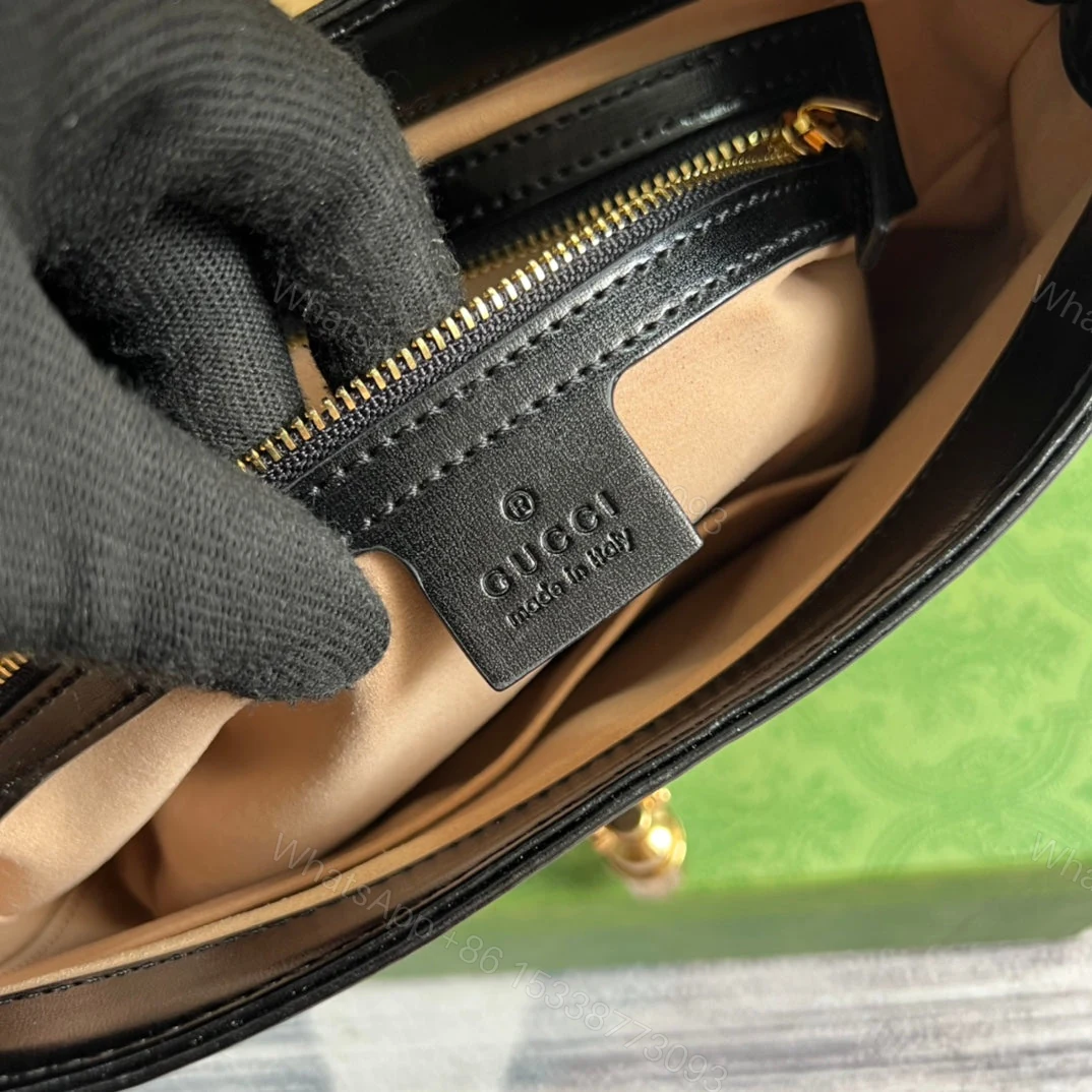 View 7 of GG JACKIE SMALL 28 SHOULDER BAG IN BLACK CALFSKIN
