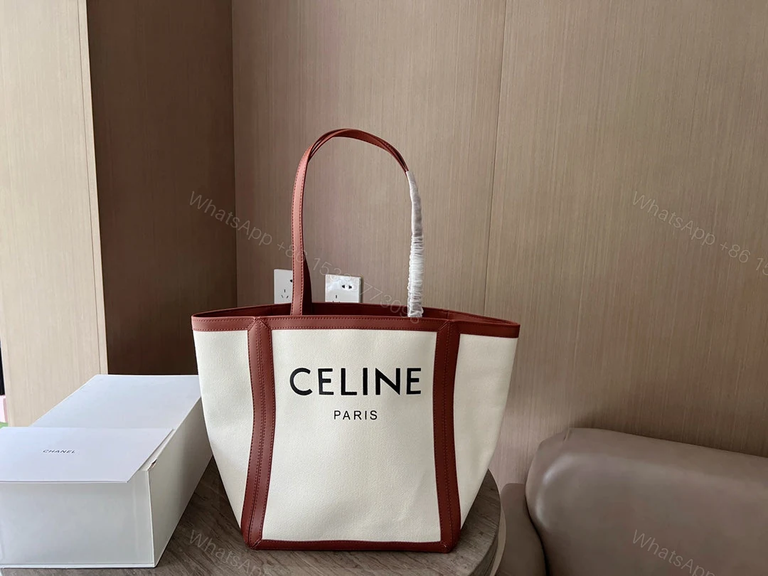 View 2 of CELINE LARGE SQUARE IN TEXTILE WITH PRINT AND CALFSKIN BROWN 48CM