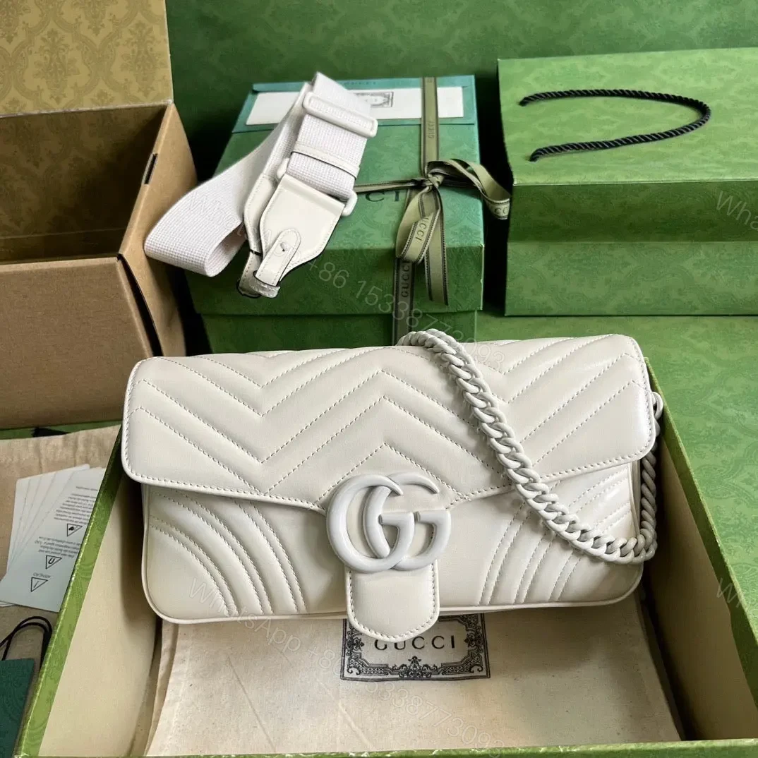 GUCCI White Marmont Matelassé Shoulder Bag — view 1