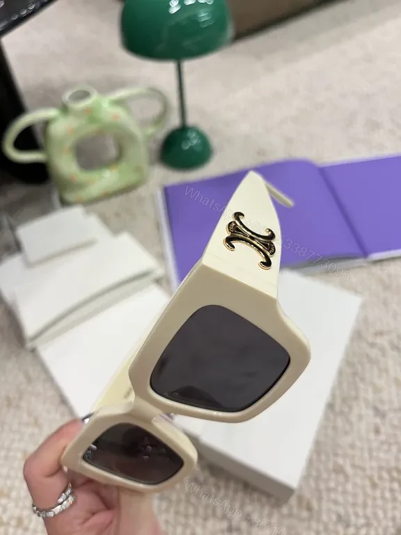 View 4 of Chic Off-White Acetate Sunglasses â€“ Bold Oversized Square Style