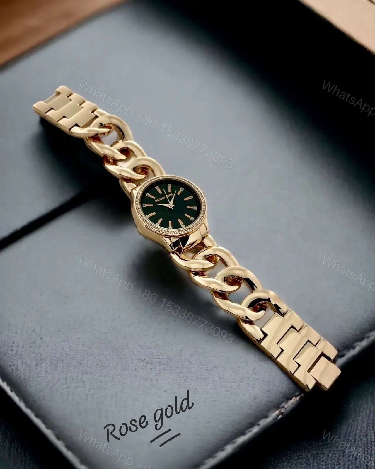 View 3 of Michael Kors Rose Gold Watch for Women Black Dial