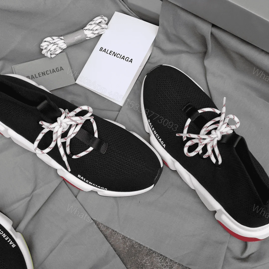 View 7 of BALENCIAGA SPEED TRAINER LACE UP BLACK RED – BB015