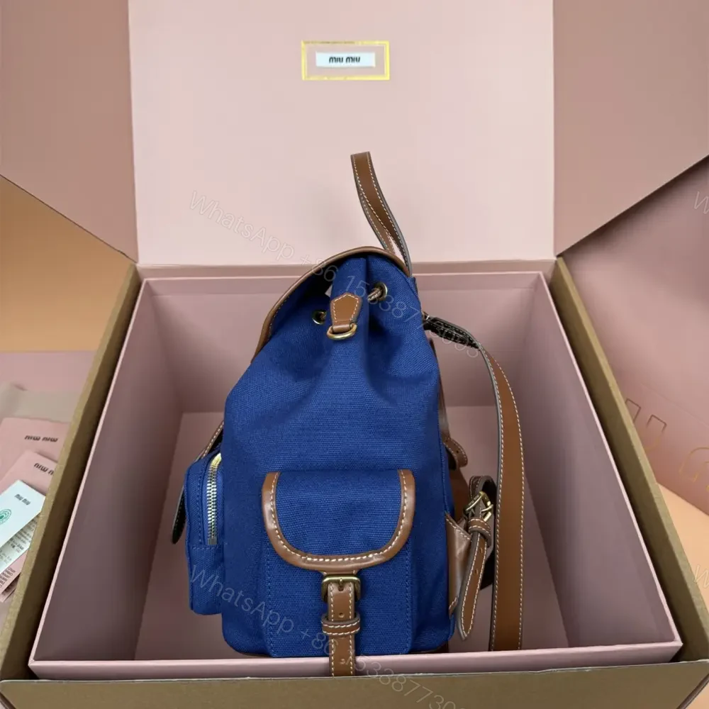 View 4 of 高仿miumiu*5BZ042棉質雙肩包藍色大號免檢版
