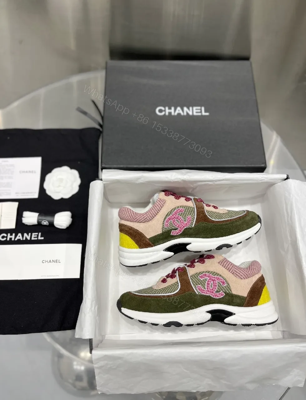 View 6 of Patterned Knit Runner: Suede-Mesh, Logo Luxe Sneakers