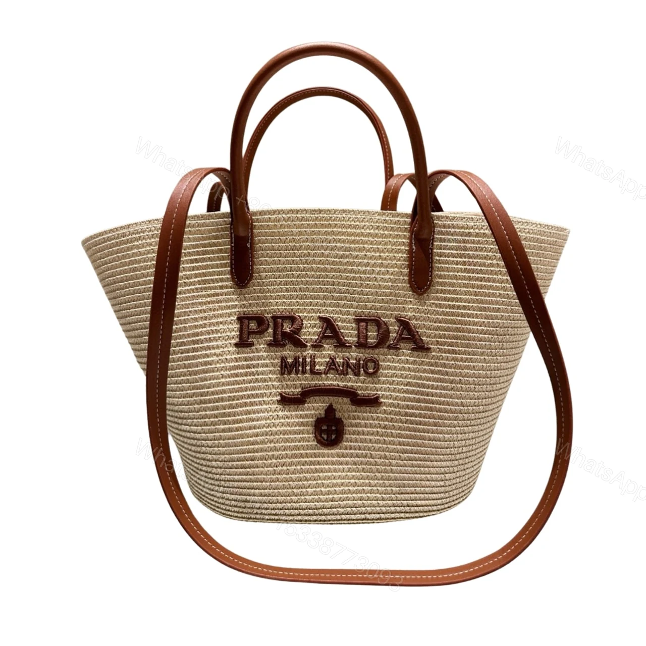 PRADA LARGE RAFFIA AND SHOPPING BAG 25CM — view 1