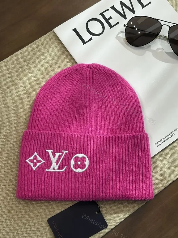 View 3 of Patterned Knit Beanie with LV Monogram, Luxe Street Style