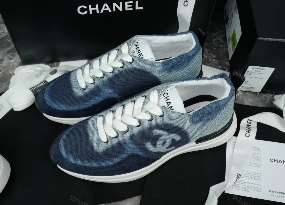 View 5 of Denim-Gradient Suede High-Tops: Luxe Logo Accent Sneaker