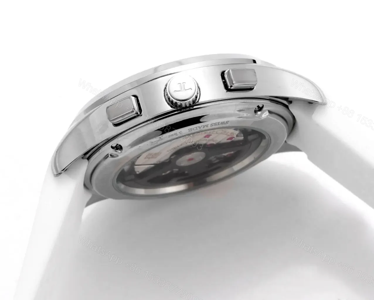 View 6 of Jaeger LeCoultre Black Chronograph Watch White Rubber Strap Ultimate 42MM JLC-POL-CHRONO-BLK-WHT-RUB-42