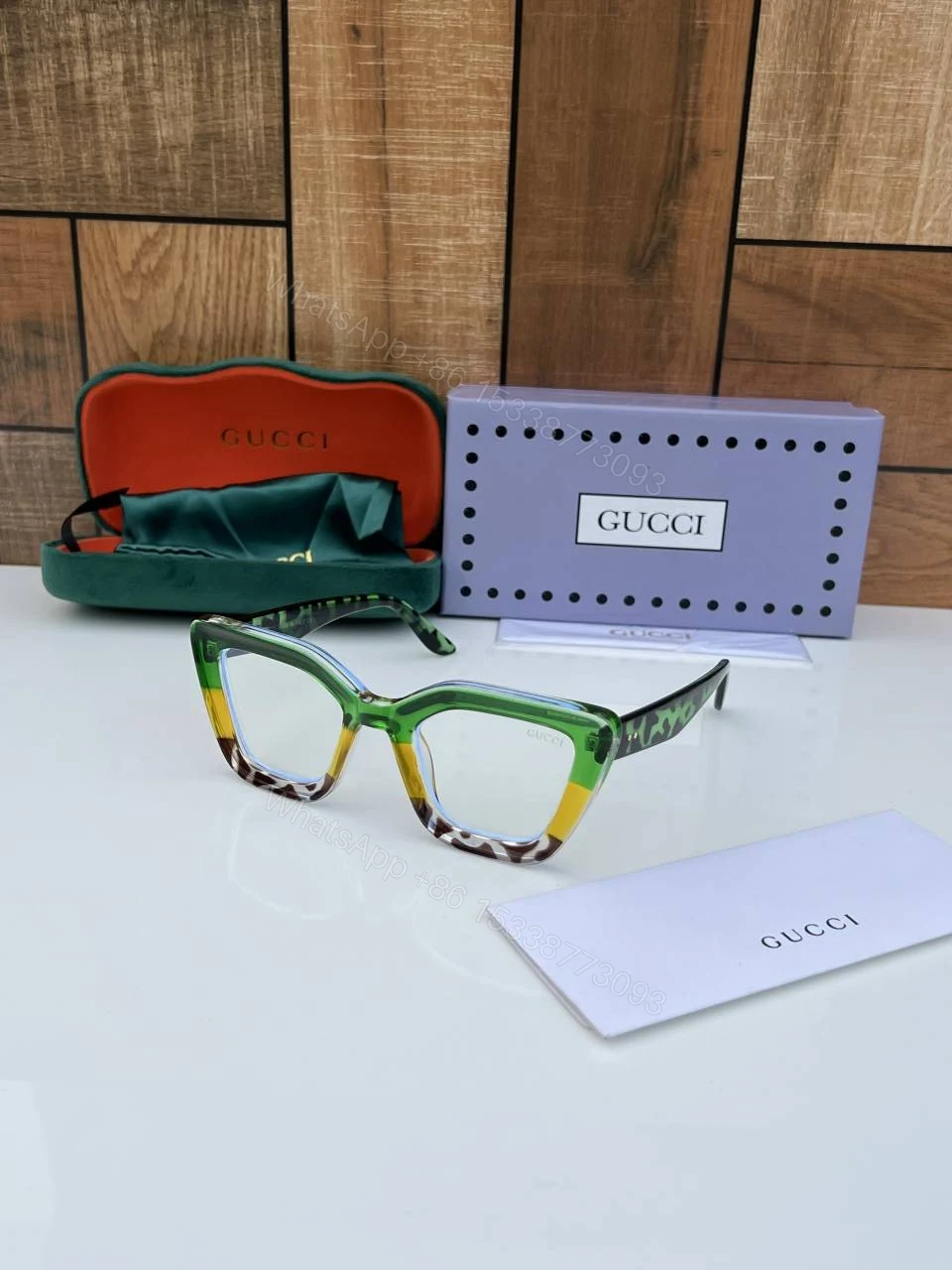 First Copy Gucci 6186 Green Plano Luxury Designer Sunglasses Premium Fashion Eyewear — view 1
