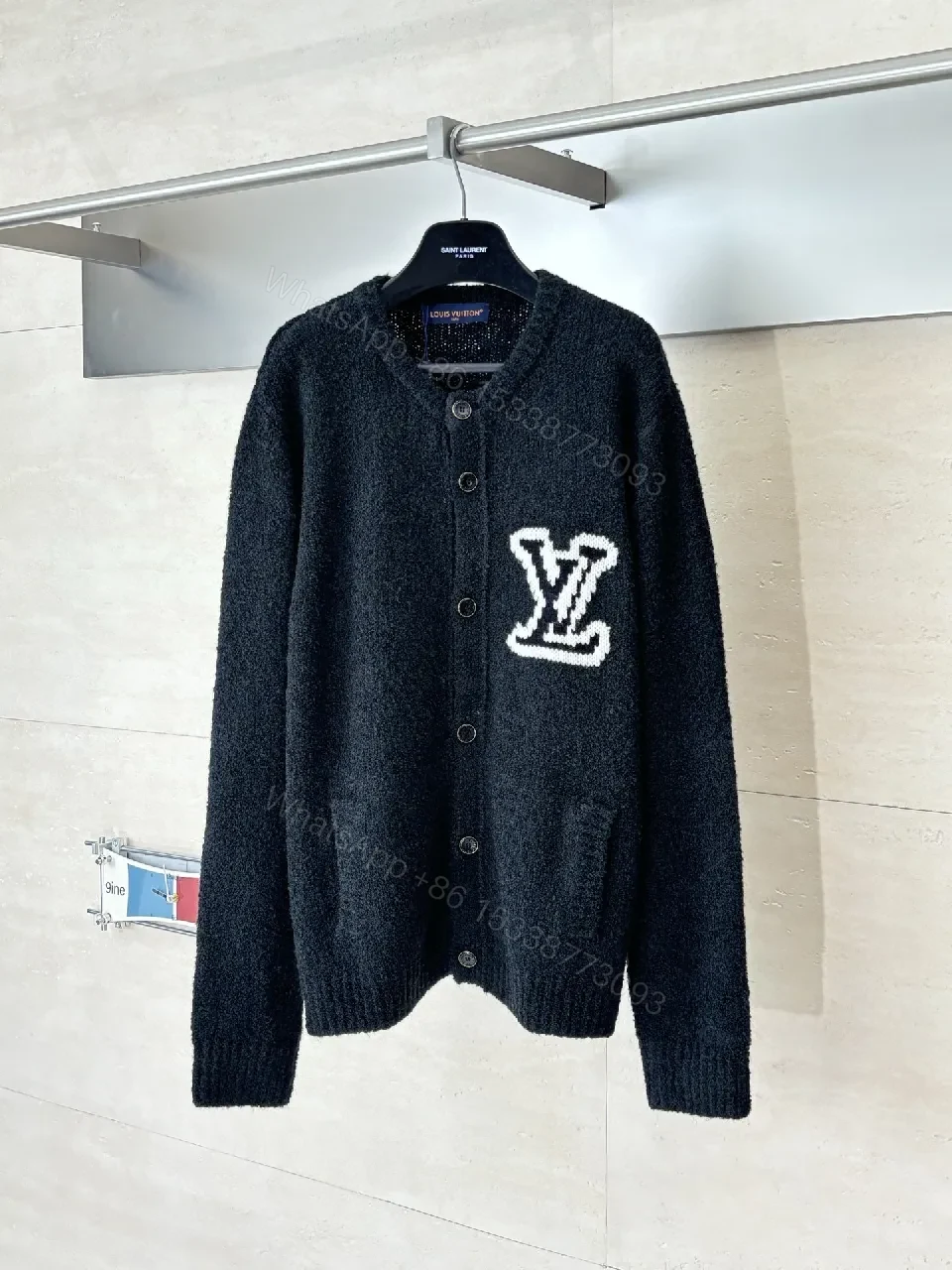 Textured Bouclé Knit Cardigan - Subtle LV Logo, Versatile Warmth — view 1