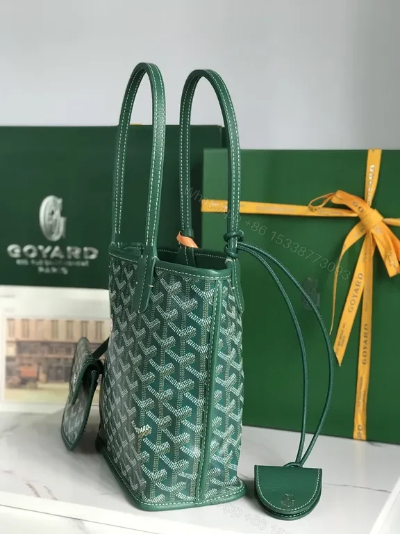 View 5 of Structured Luxe Green Tote Set: Monogrammed Top-Handle Duo